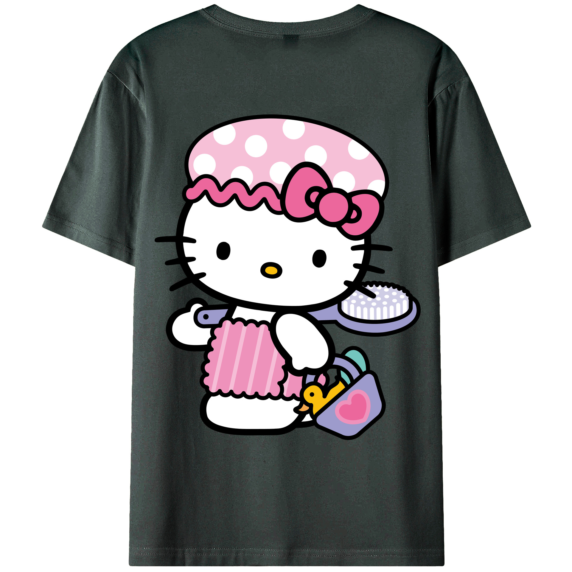 （画像用） Hello Kitty ハローキティ 綿100％ メンズ半袖Tシャツ（バックプリント） 通気性